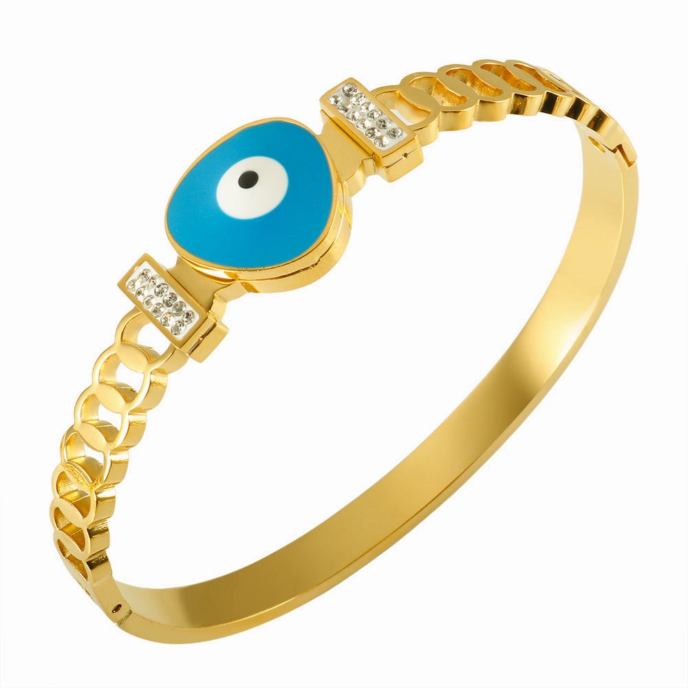Wholesale Stainless Steel Gold Plated Devil Eye Bracelet