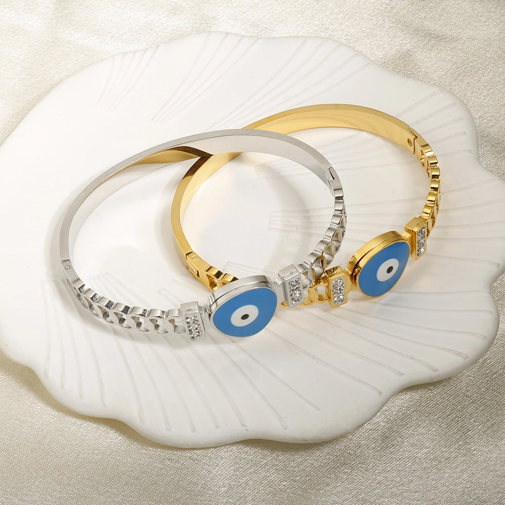 Wholesale Stainless Steel Gold Plated Devil Eye Bracelet