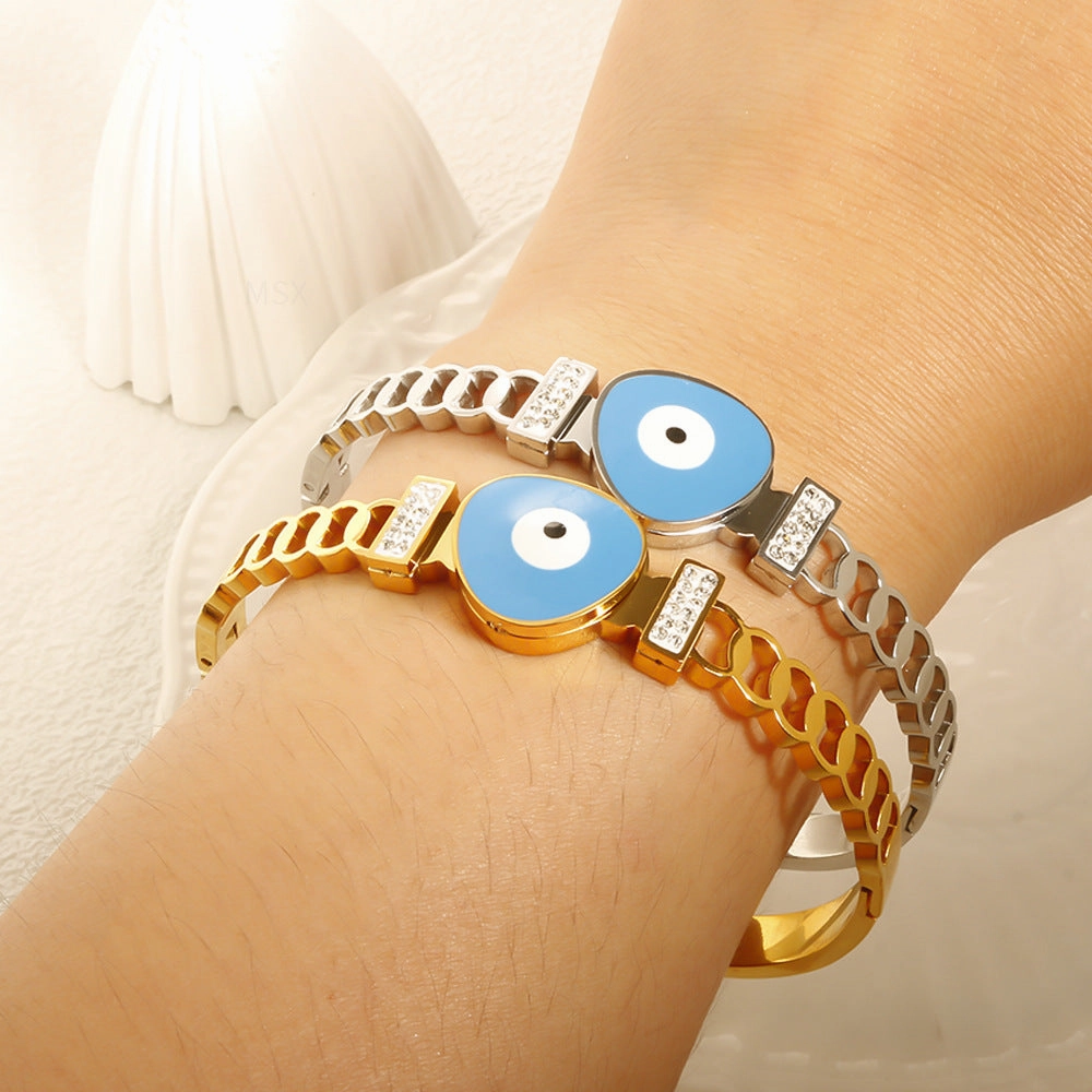 Wholesale Stainless Steel Gold Plated Devil Eye Bracelet