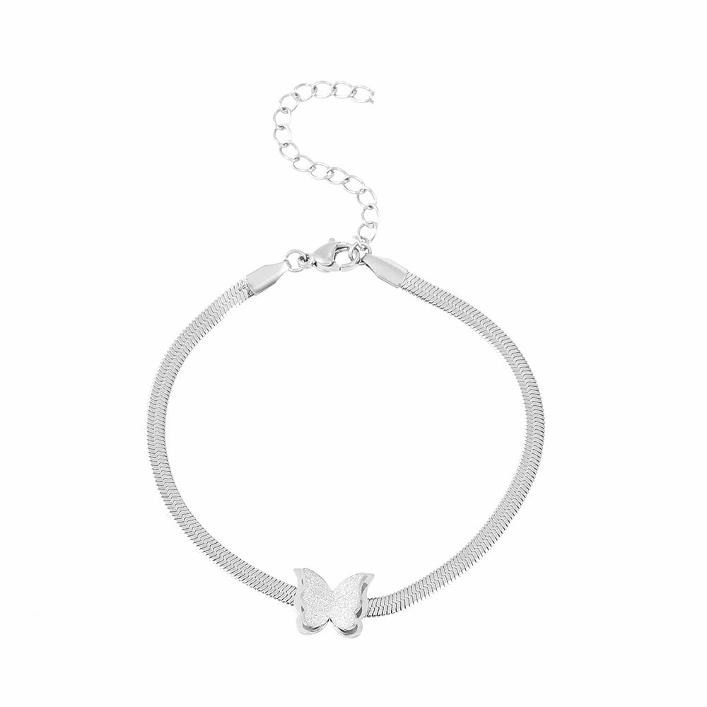 Wholesale Stainless Steel Gold Plated Frosted Butterfly Necklace