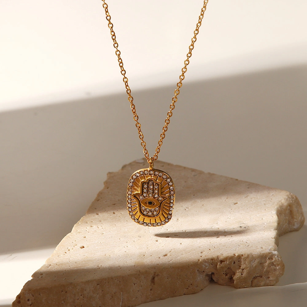 Wholesale Stainless Steel Gold Plated Hand Pendant Necklace