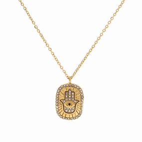Wholesale Stainless Steel Gold Plated Hand Pendant Necklace