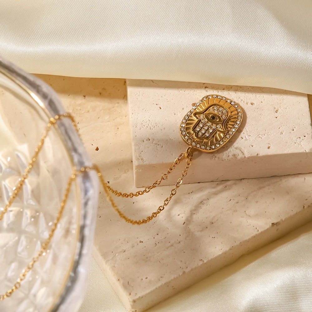Wholesale Stainless Steel Gold Plated Hand Pendant Necklace