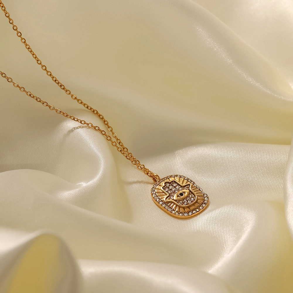 Wholesale Stainless Steel Gold Plated Hand Pendant Necklace