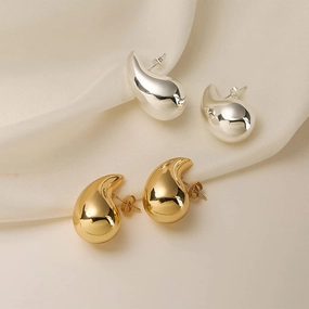 Wholesale Stainless Steel Gold Plated Hollow Drop Earrings