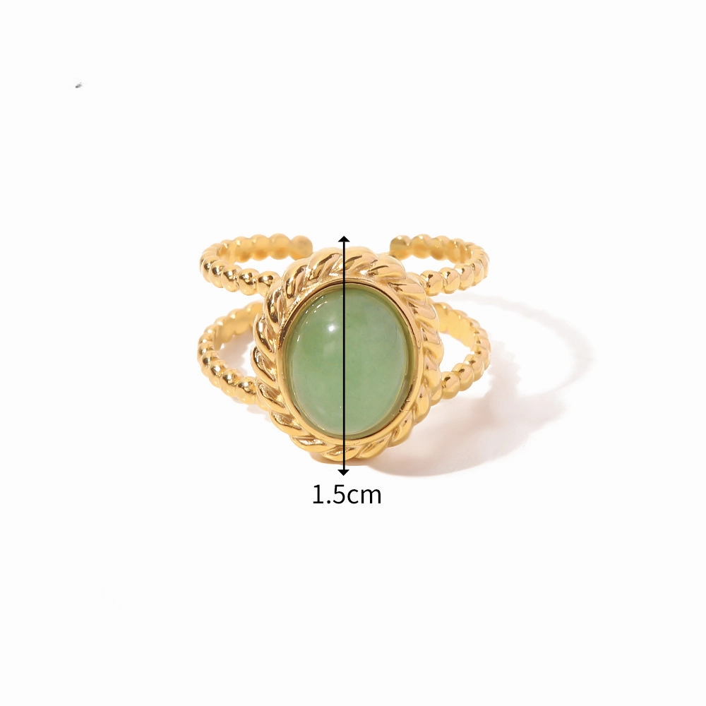 Wholesale Stainless Steel Gold-plated Irregular Gemstone Open Ring