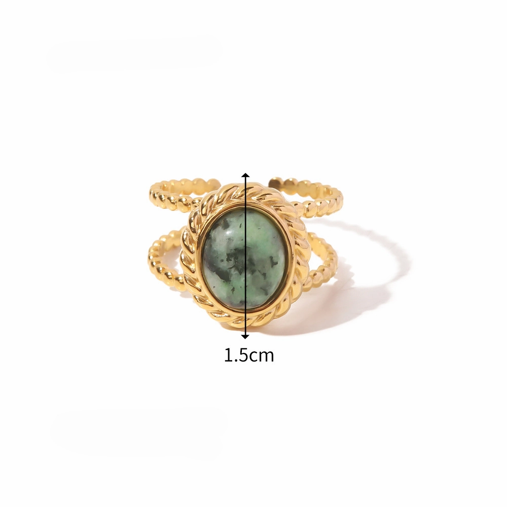 Wholesale Stainless Steel Gold-plated Irregular Gemstone Open Ring