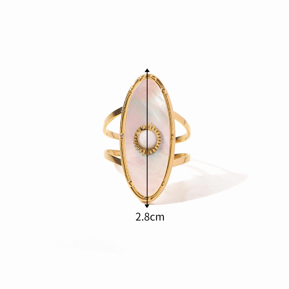 Wholesale Stainless Steel Gold-plated Irregular Gemstone Open Ring