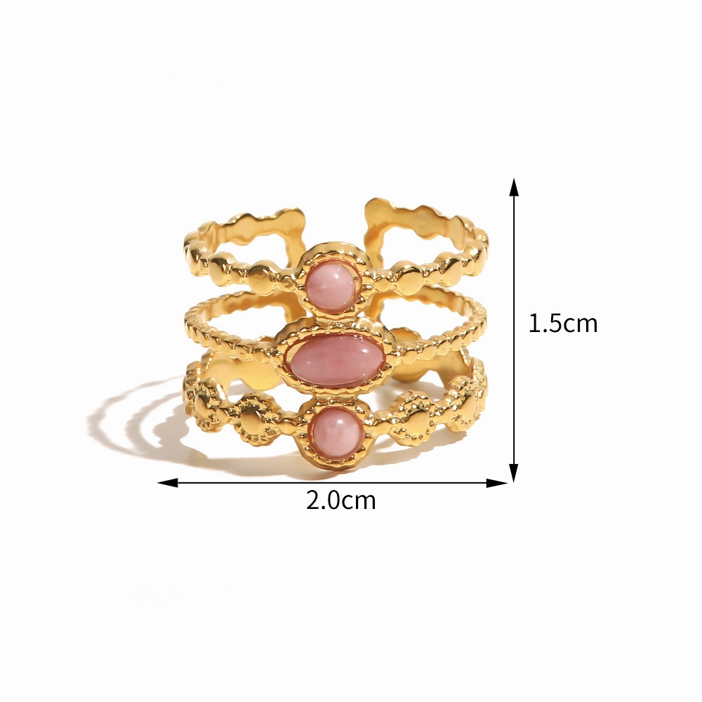 Wholesale Stainless Steel Gold-plated Irregular Gemstone Open Ring