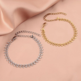 Wholesale Stainless Steel Gold Plated Leaf Bracelet