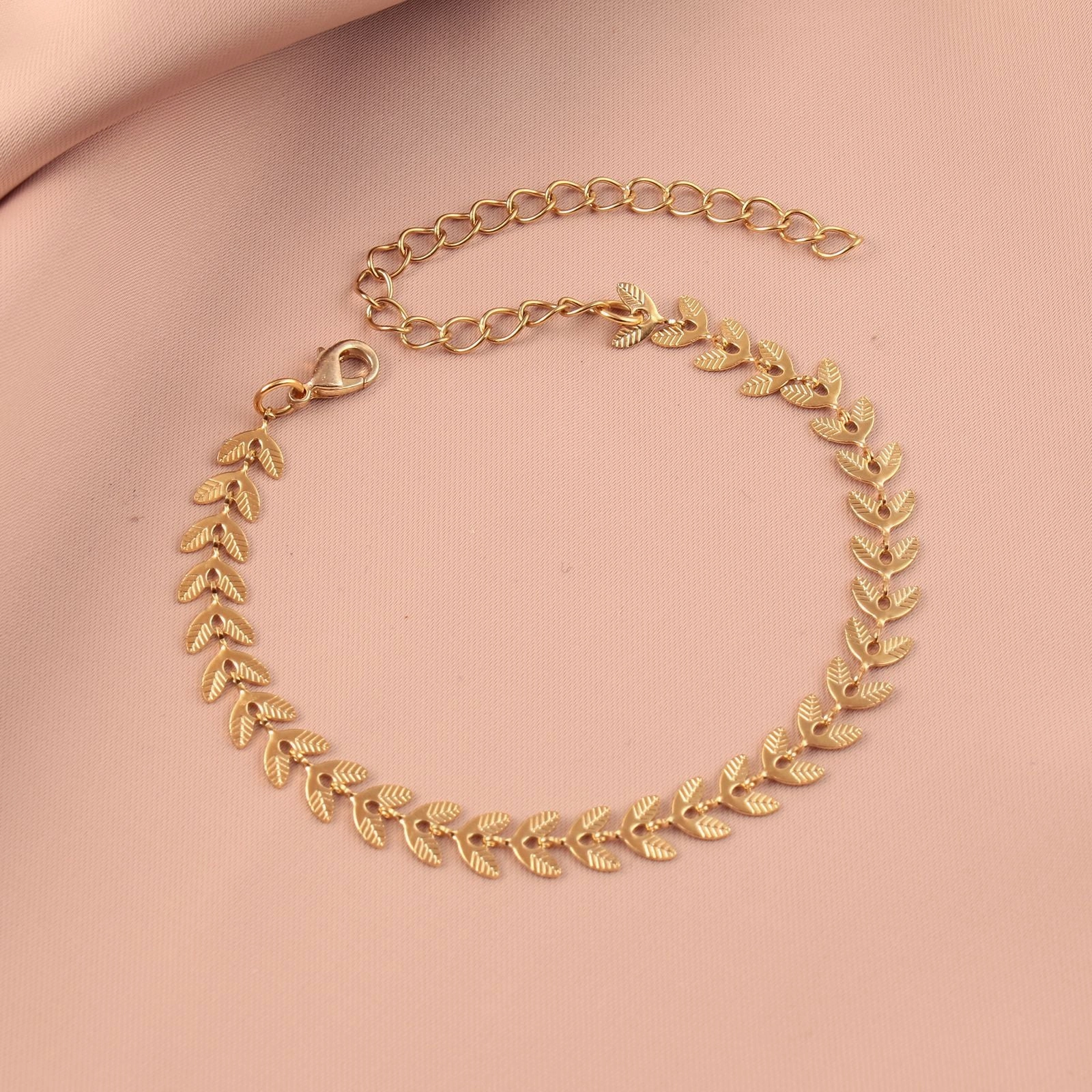 Wholesale Stainless Steel Gold Plated Leaf Bracelet