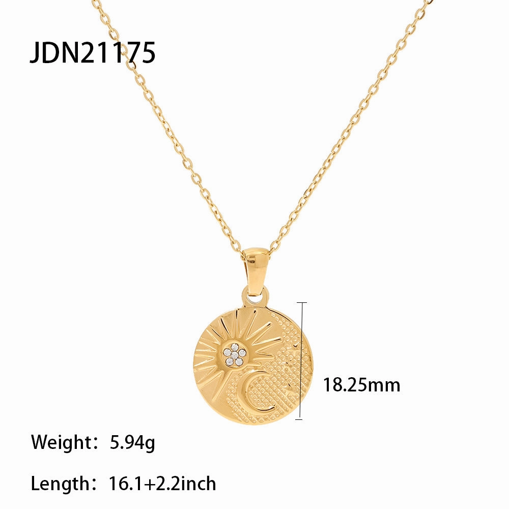 Wholesale Stainless Steel Gold-plated Mother-of-pearl Heart Pendant Necklace