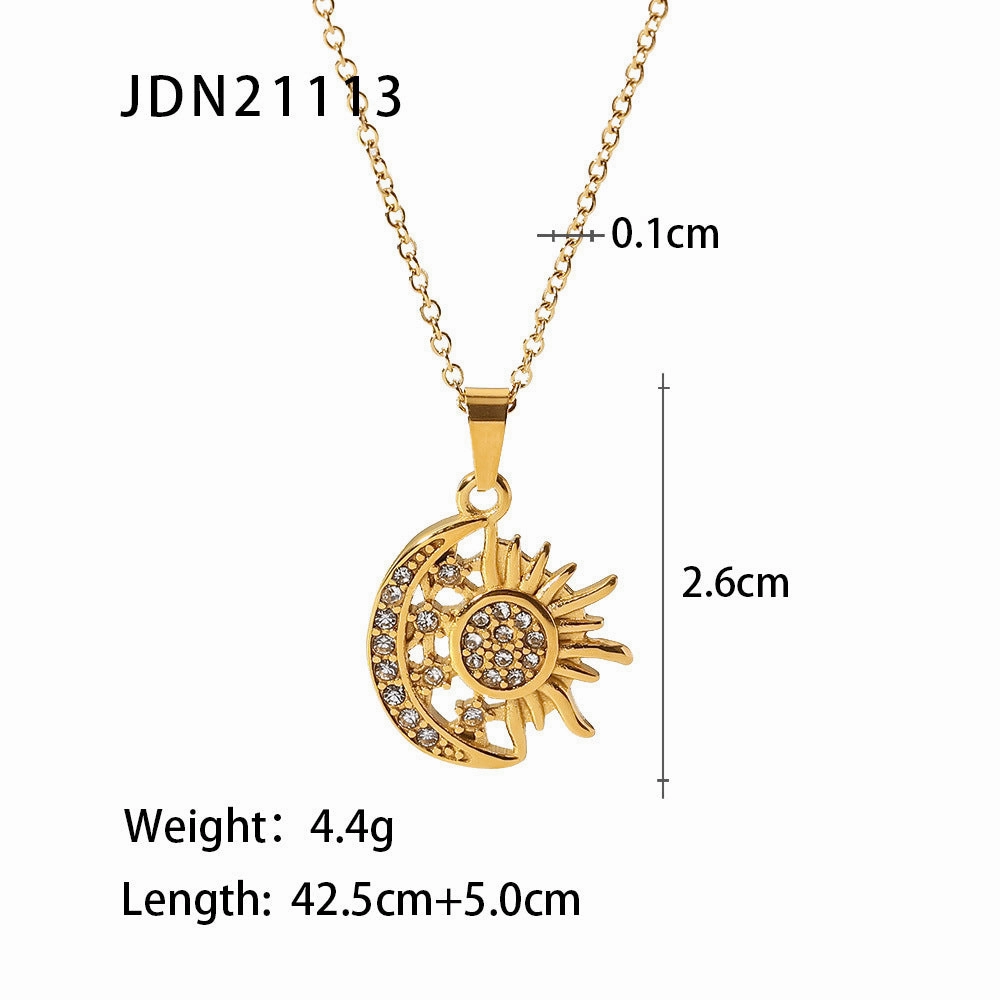 Wholesale Stainless Steel Gold-plated Mother-of-pearl Heart Pendant Necklace