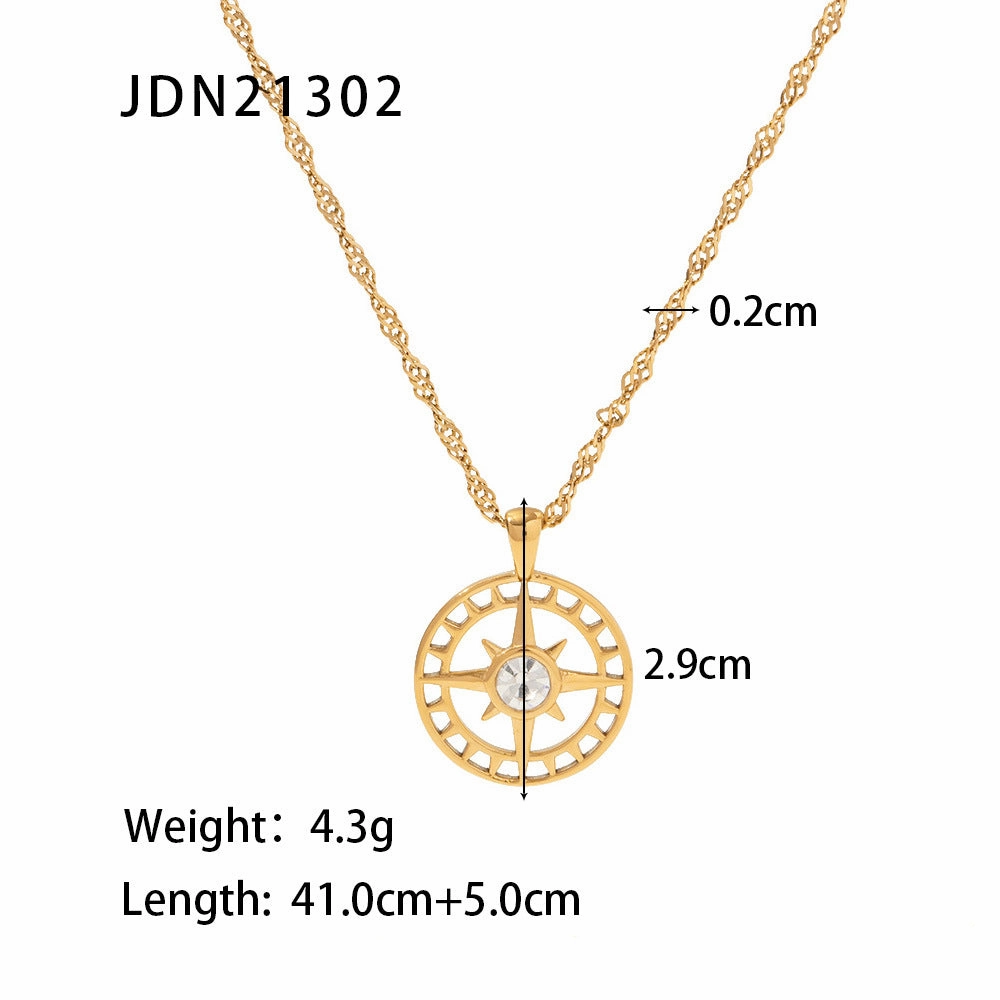 Wholesale Stainless Steel Gold-plated Mother-of-pearl Heart Pendant Necklace