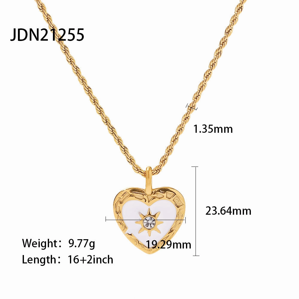 Wholesale Stainless Steel Gold-plated Mother-of-pearl Heart Pendant Necklace