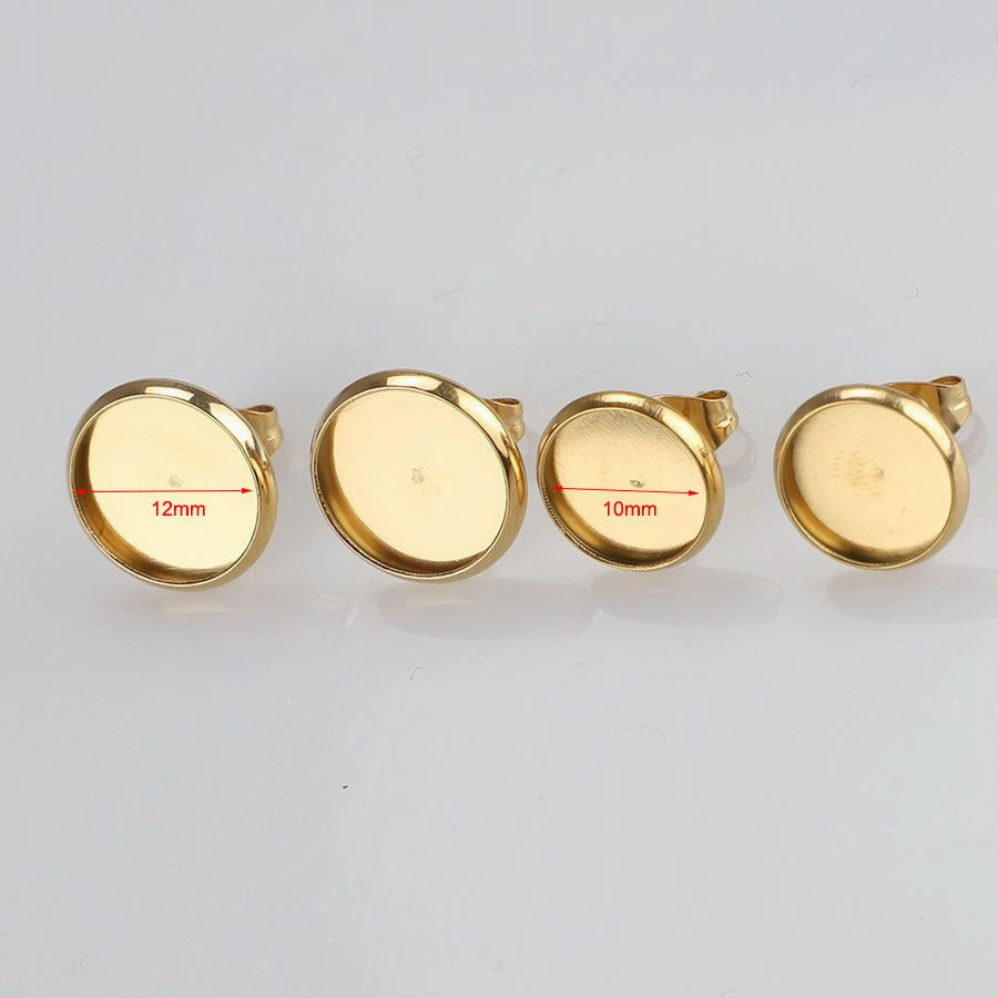 Wholesale Stainless Steel Gold Plated Rose Gold Color Black Simple Earrings