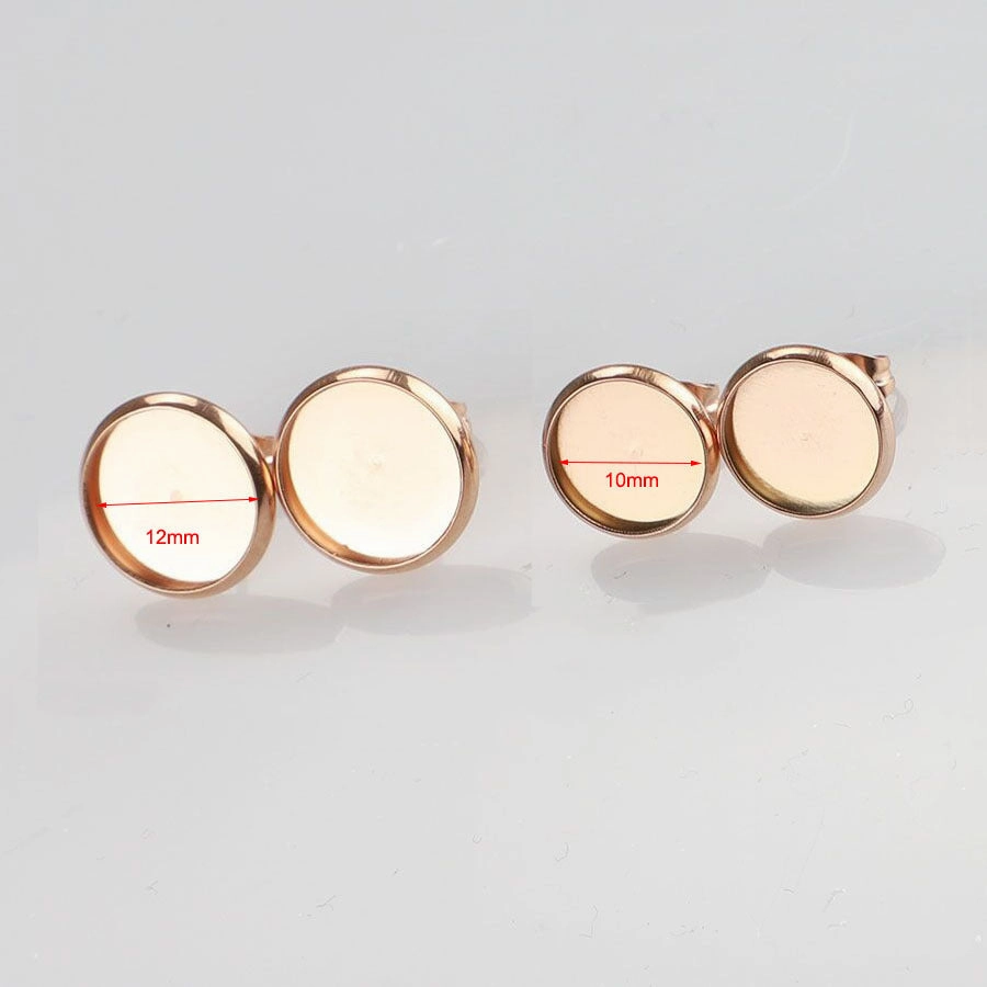 Wholesale Stainless Steel Gold Plated Rose Gold Color Black Simple Earrings