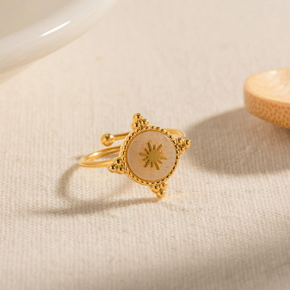 Wholesale Stainless Steel Gold Plated Rose Quartz Ring