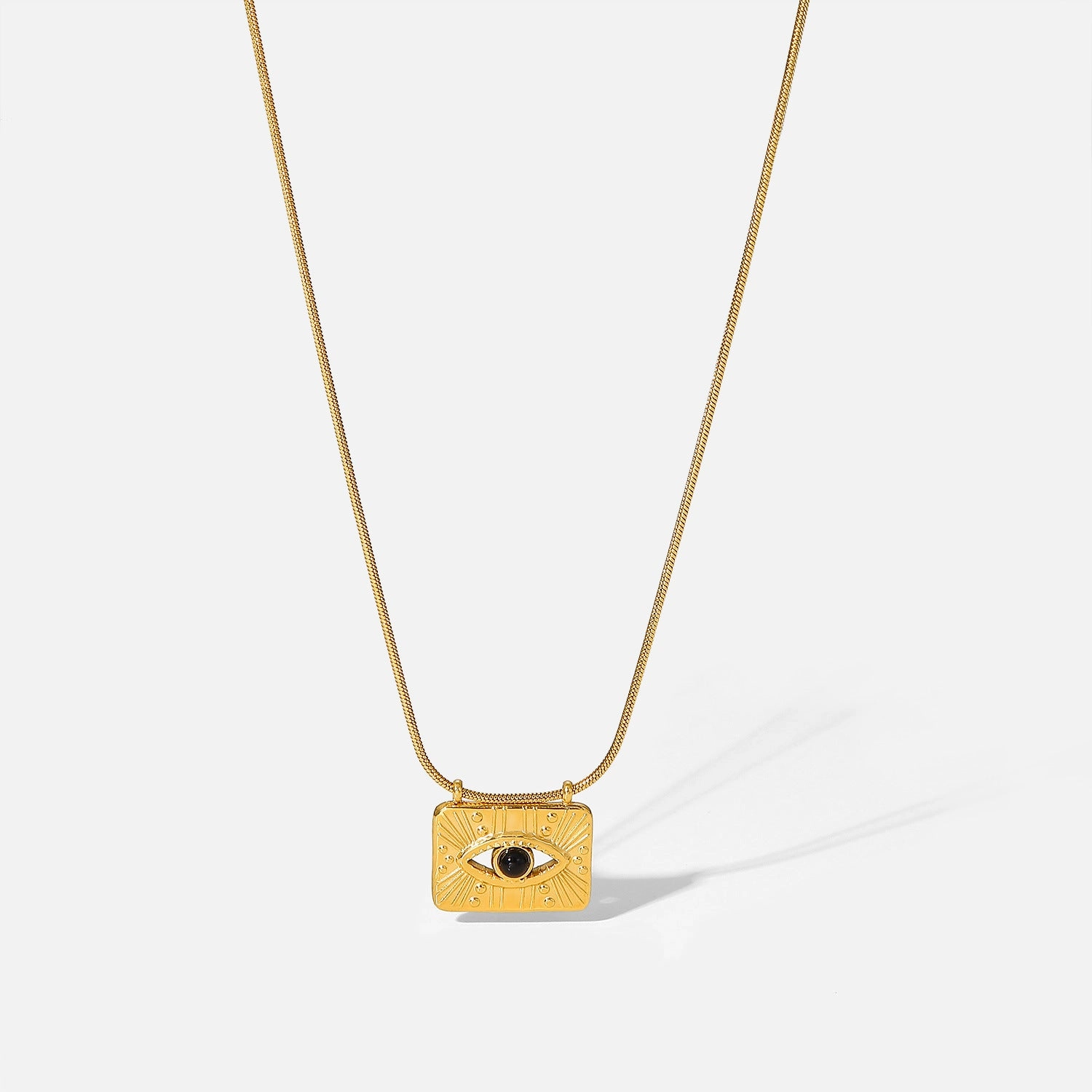 Wholesale Stainless Steel Gold Plated Square Eye Pendant Necklace