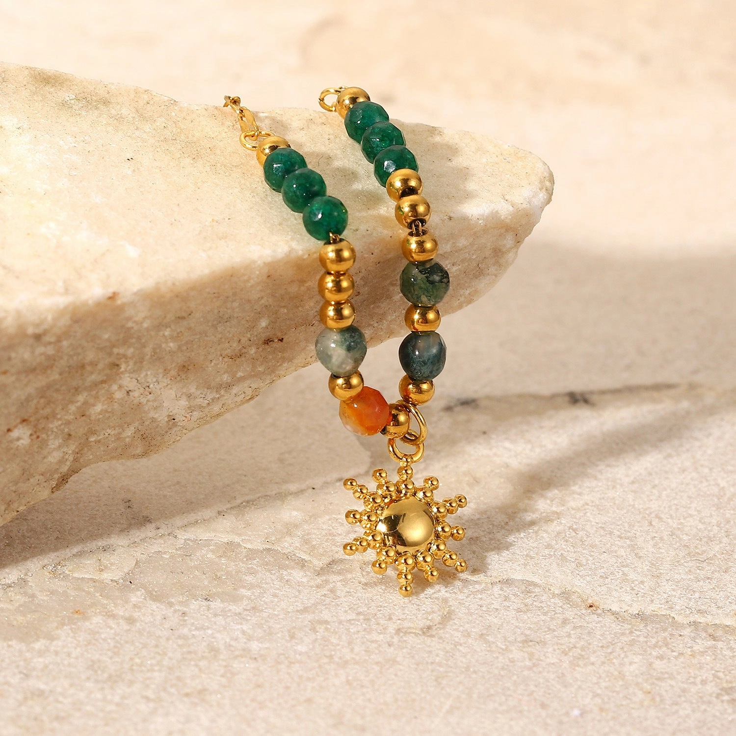 Wholesale Stainless Steel Gold Plated Sun Pendant Necklace