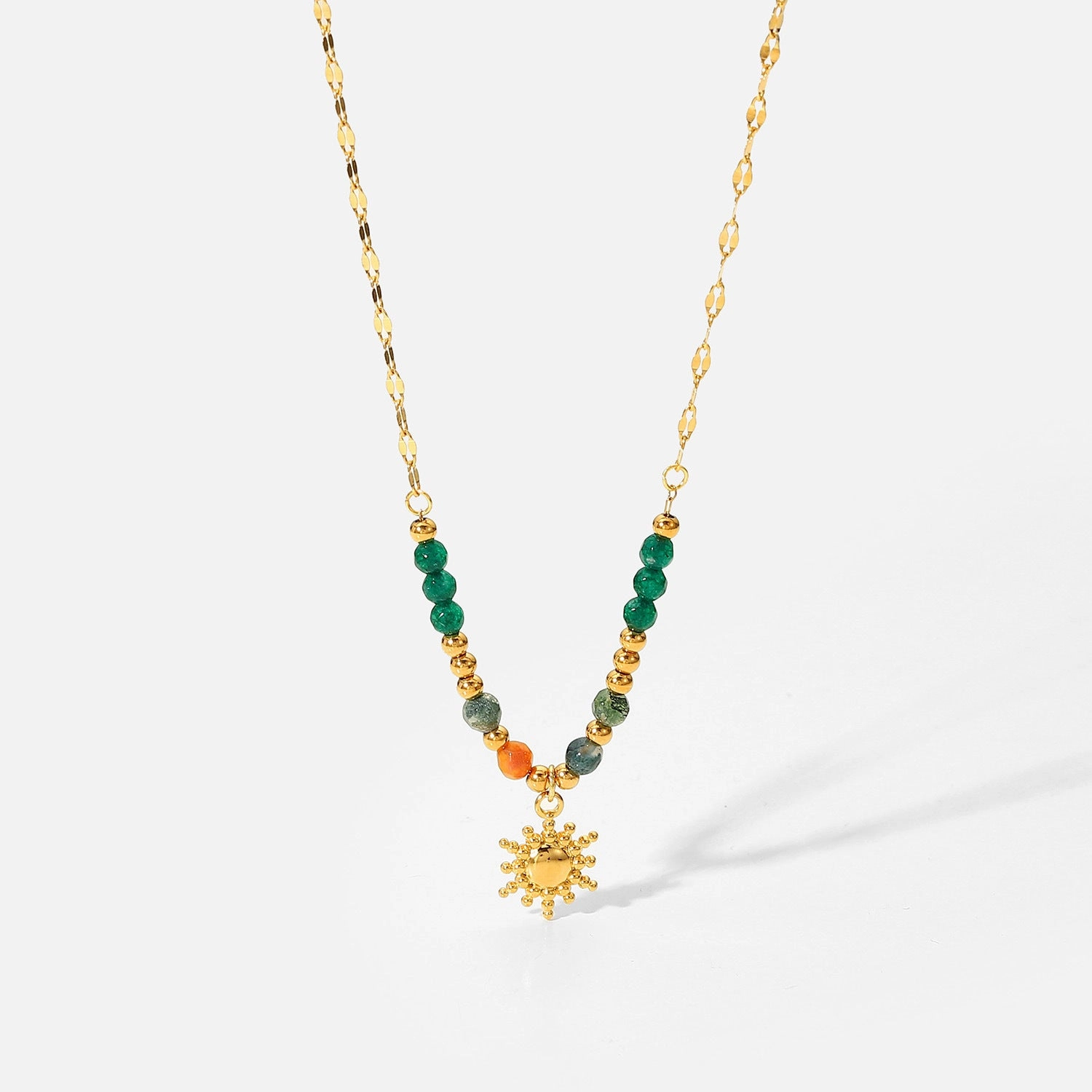 Wholesale Stainless Steel Gold Plated Sun Pendant Necklace