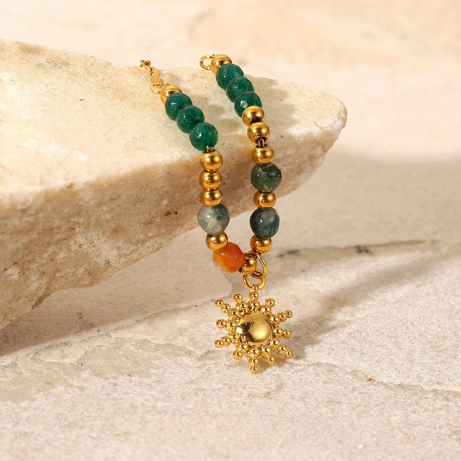 Wholesale Stainless Steel Gold Plated Sun Pendant Necklace
