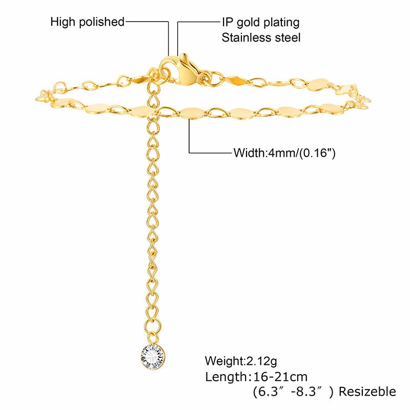 Wholesale Stainless Steel Gold Stacked Bead Bracelet