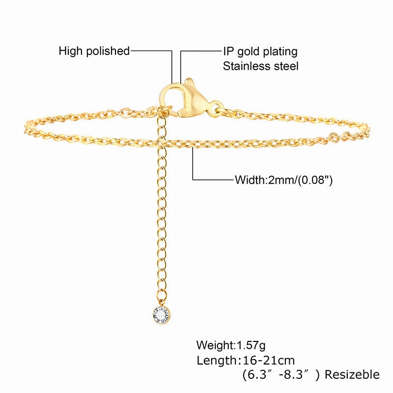 Wholesale Stainless Steel Gold Stacked Bead Bracelet