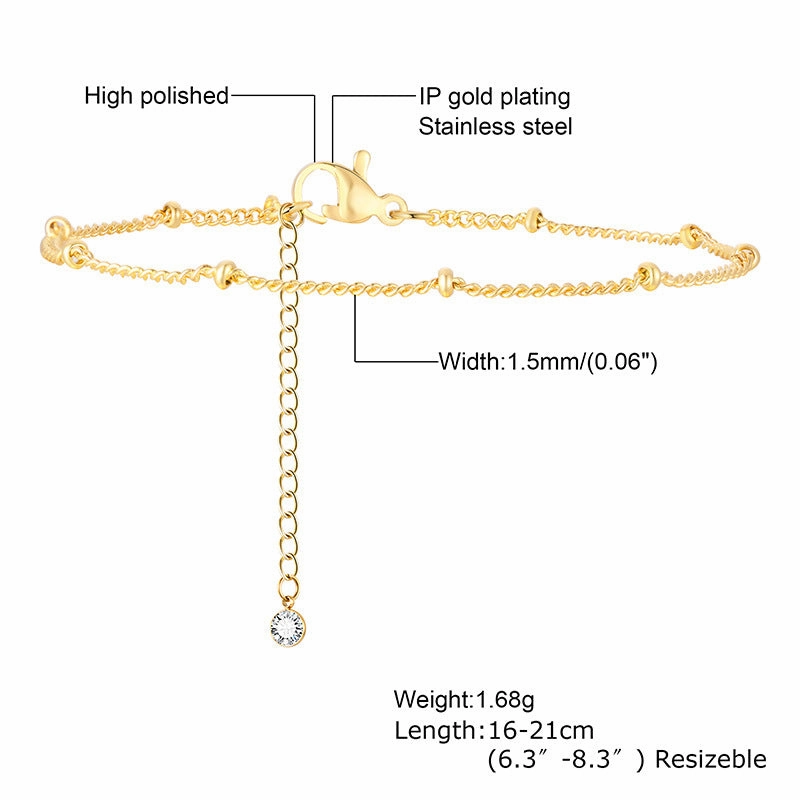 Wholesale Stainless Steel Gold Stacked Bead Bracelet
