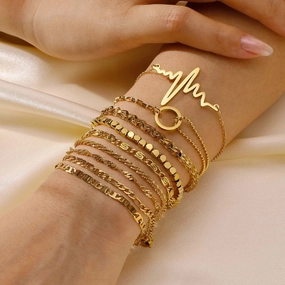 Wholesale Stainless Steel Gold Stacking Bracelet