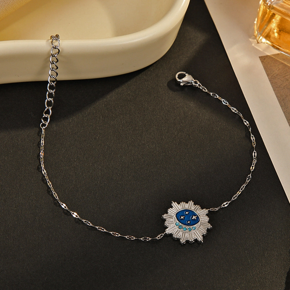Wholesale Stainless Steel Gold Star Moon Oil Drip Bracelet