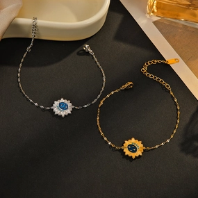 Wholesale Stainless Steel Gold Star Moon Oil Drip Bracelet