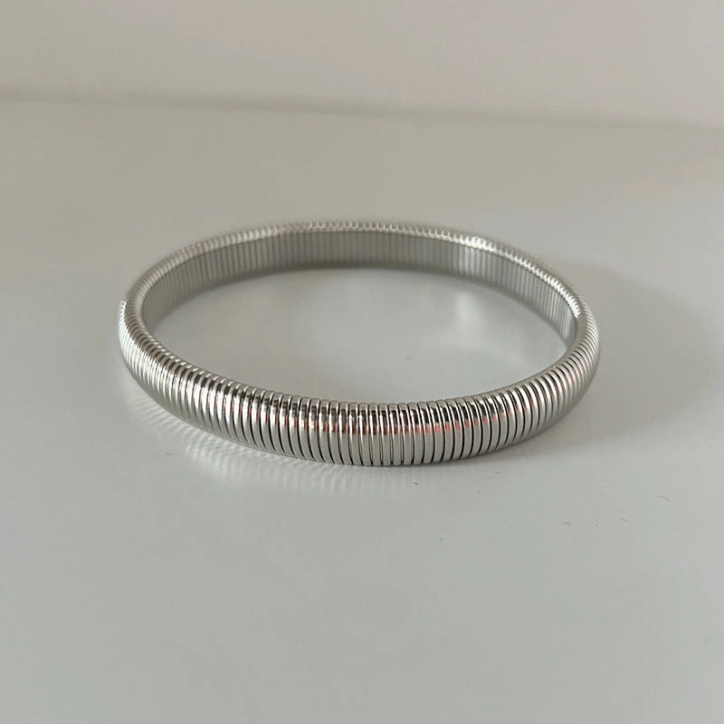 Wholesale Stainless Steel Gold Stretch Snake Bone Wide Bracelet