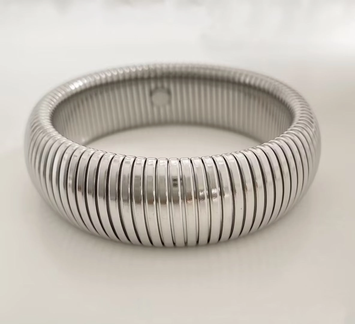Wholesale Stainless Steel Gold Stretch Snake Bone Wide Bracelet