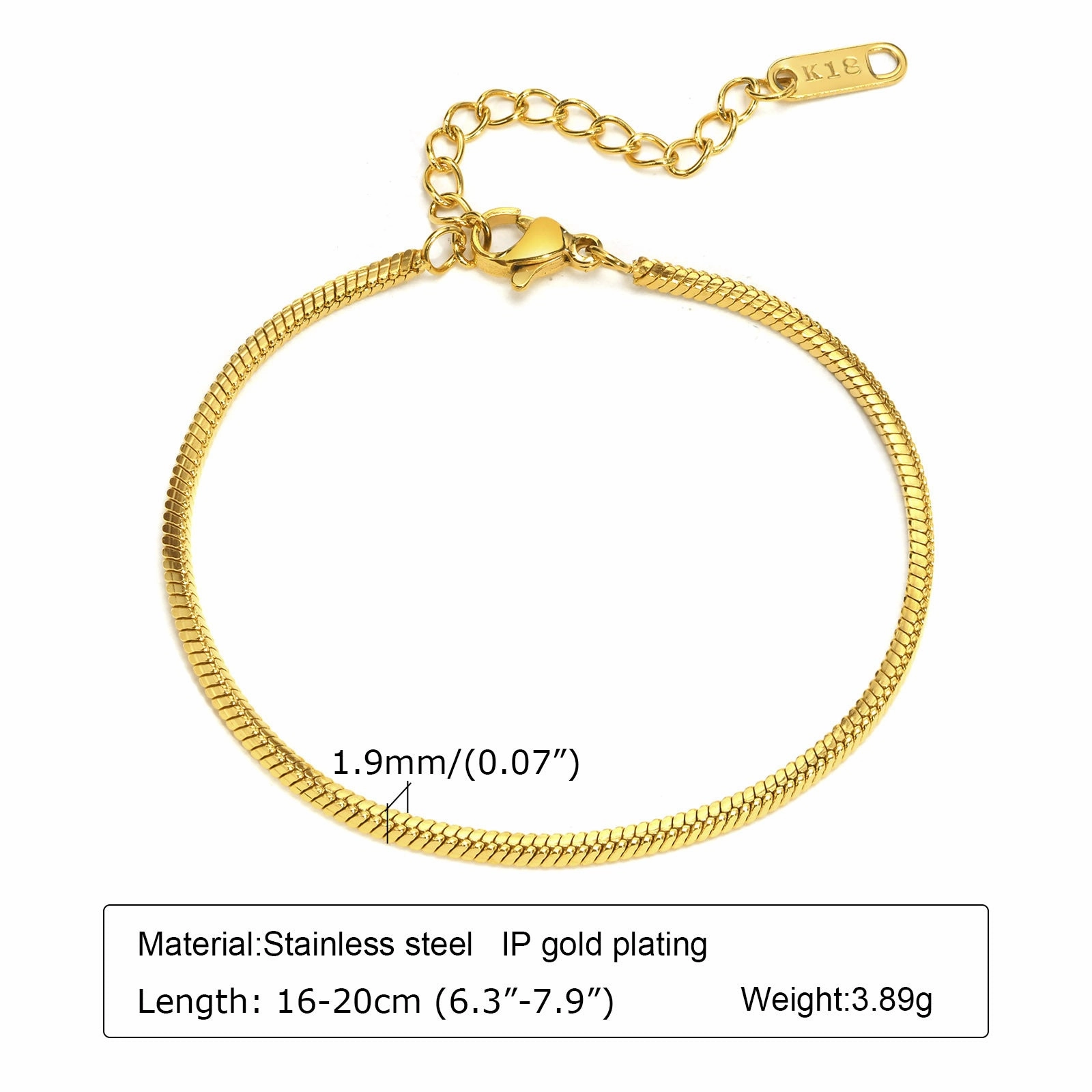 Wholesale Stainless Steel Green Zirconia Corrugated Chain Flat Snake Chain Bracelet