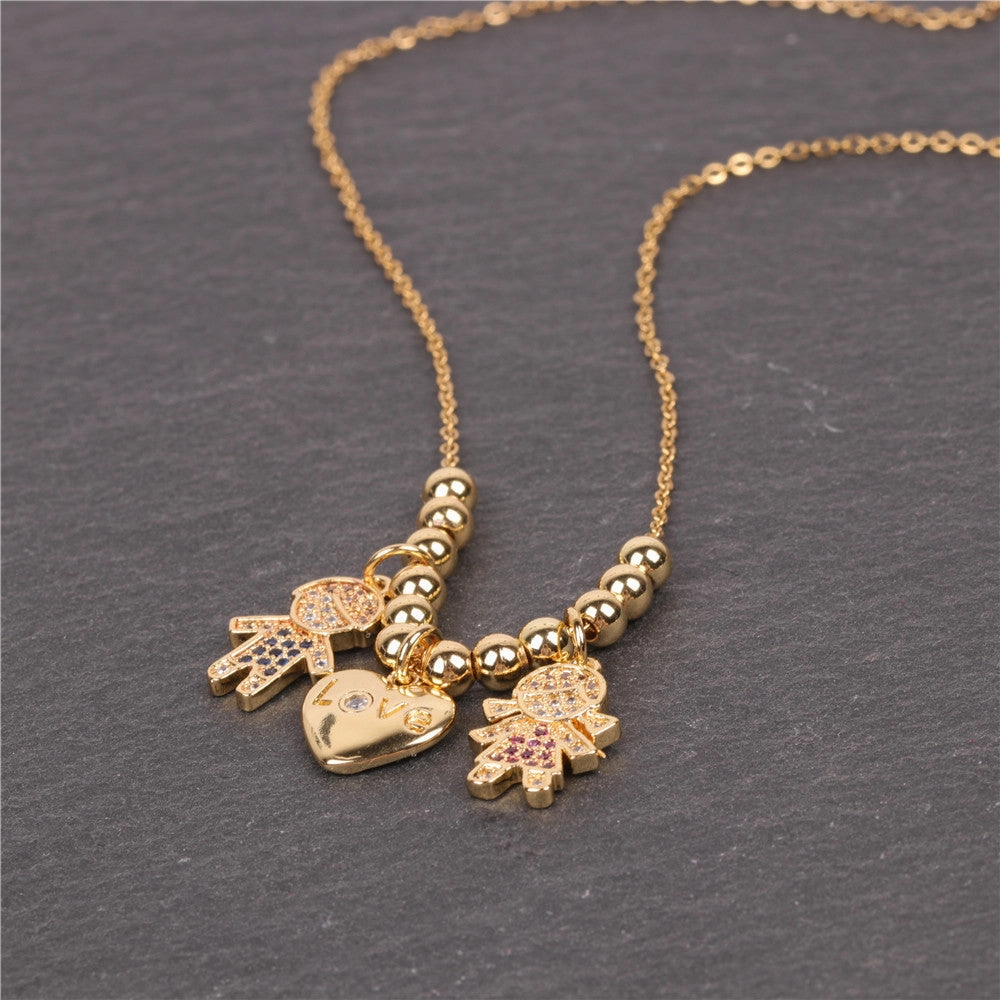 Wholesale Stainless Steel Heart English Alphabet Pendant Creative Necklace