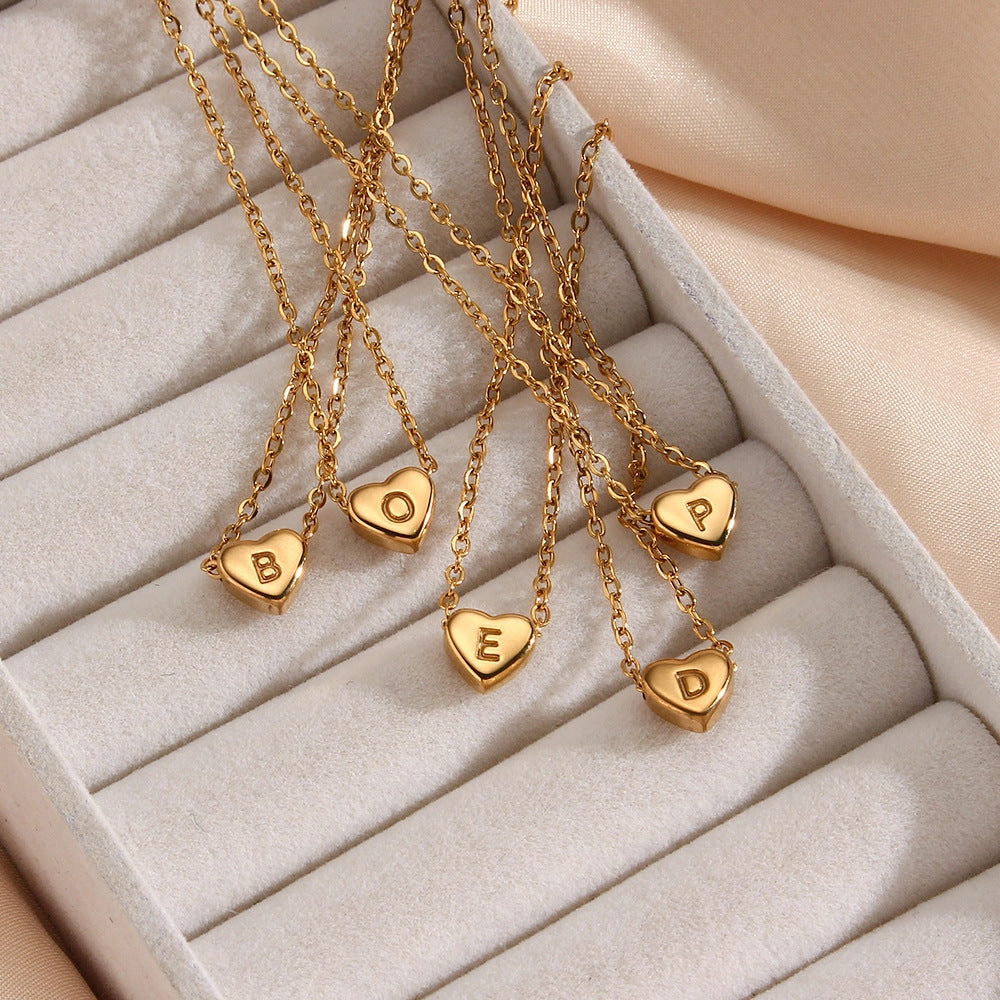 Wholesale Stainless Steel Heart-shaped Letter Pendant