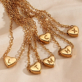 Wholesale Stainless Steel Heart-shaped Letter Pendant