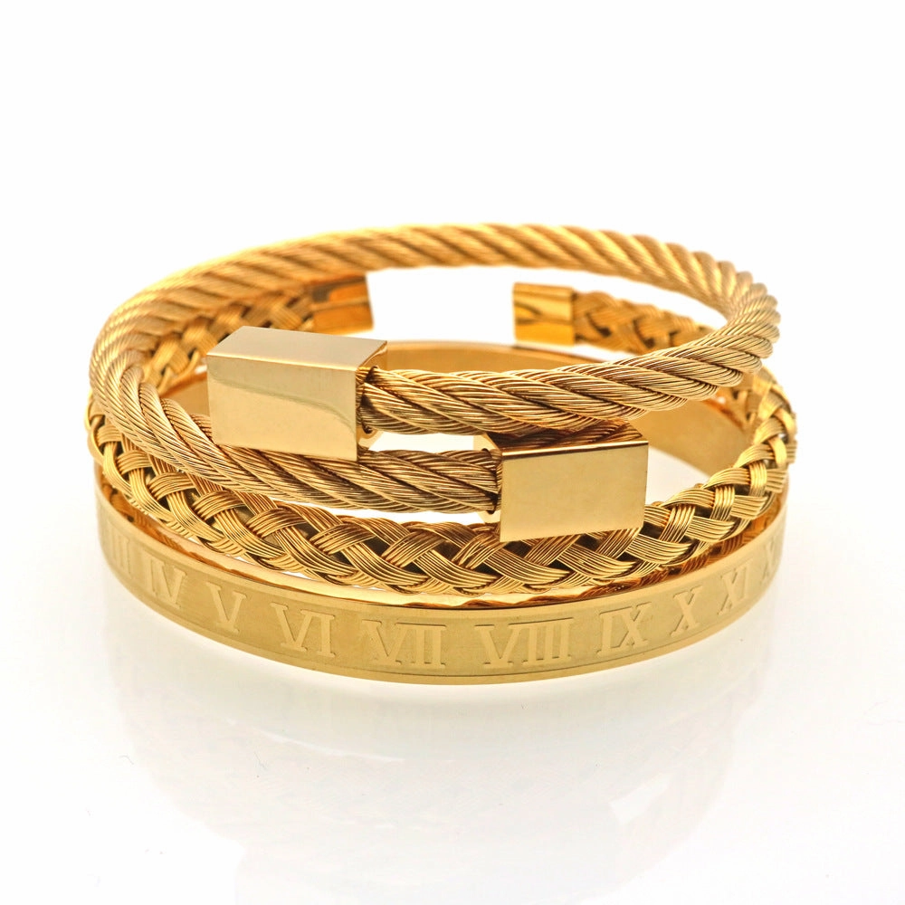 Wholesale Stainless Steel Hex Roman Numeral Bracelet