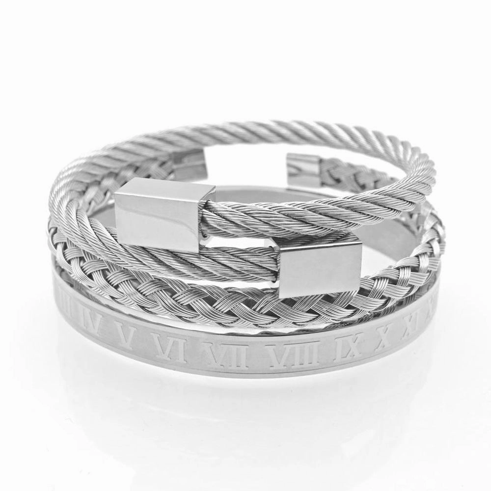 Wholesale Stainless Steel Hex Roman Numeral Bracelet