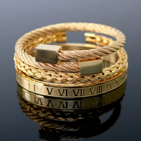 Wholesale Stainless Steel Hex Roman Numeral Bracelet