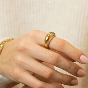 Wholesale stainless steel high-end hip-hop punk 18k gold plated ring