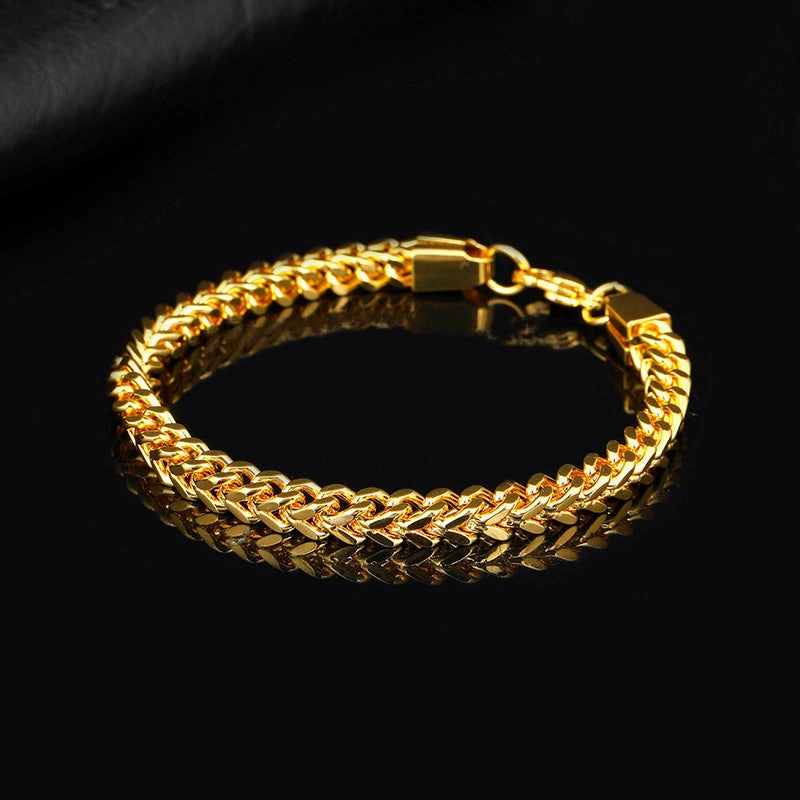 Wholesale Stainless steel hip-hop double row positive and negative chain braided bracelet