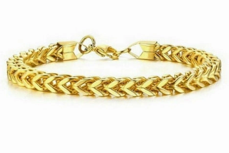 Wholesale Stainless steel hip-hop double row positive and negative chain braided bracelet