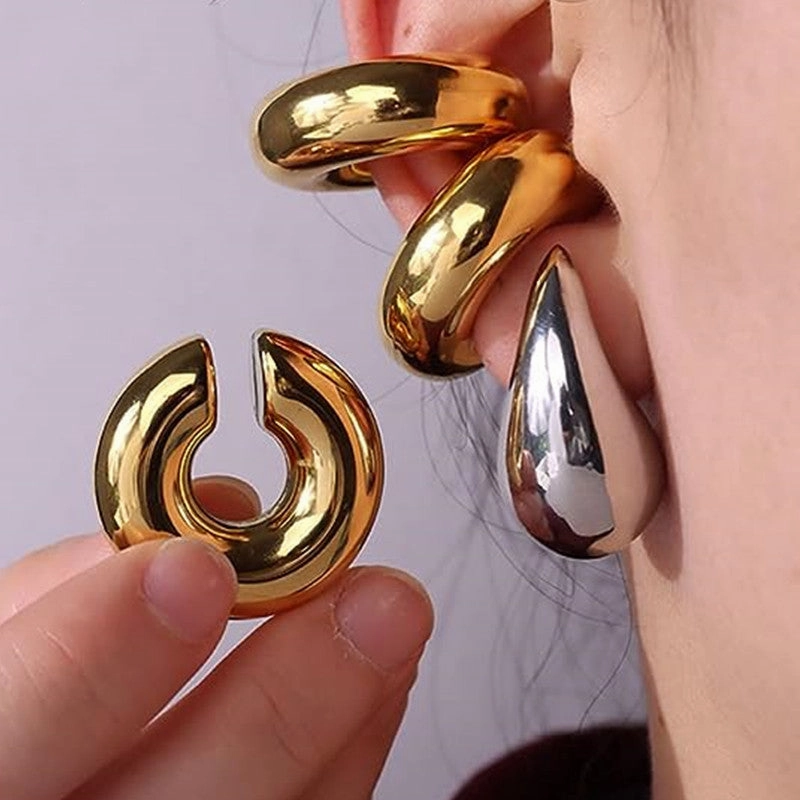 Wholesale Stainless Steel Hollow Ring Ear Clips Non-perforated Cartilage Clips