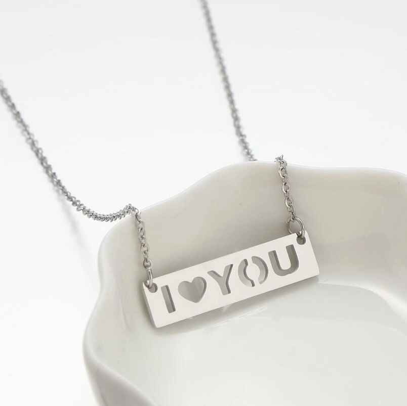 Wholesale Stainless Steel I LOVE YOU Key Clavicle Chain Necklace