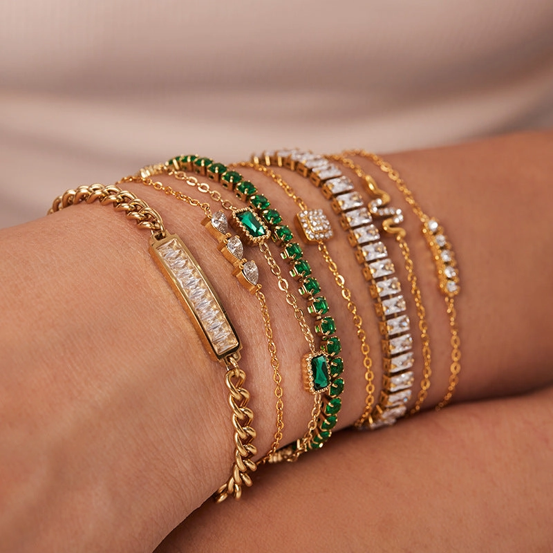 Wholesale Stainless Steel Inlaid Zircon Bracelet