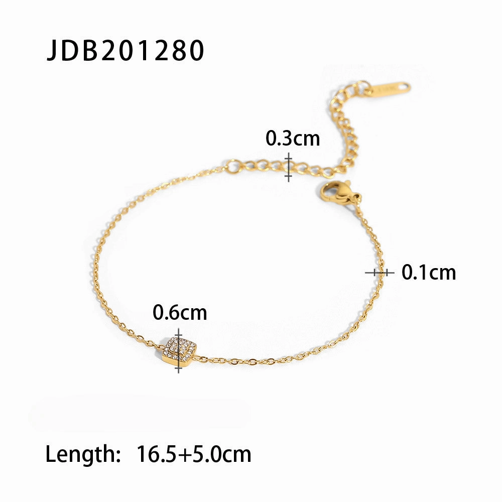 Wholesale Stainless Steel Inlaid Zircon Bracelet