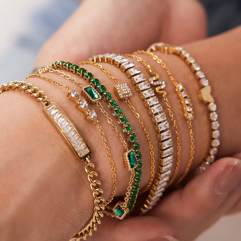 Wholesale Stainless Steel Inlaid Zircon Bracelet
