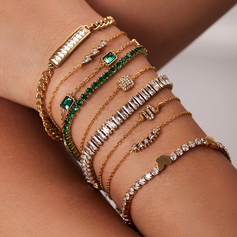 Wholesale Stainless Steel Inlaid Zircon Bracelet